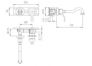 Встраиваемый однорычажный смеситель для раковины, хром Cezares ELITE-BLS1-01-Bi