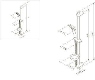 Душевой гарнитур Am.pm Spirit F0170000 110 мм штанга 900 мм