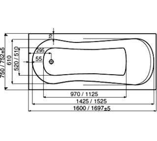 Акриловая ванна Roca Uno 170х75 ZRU9302870