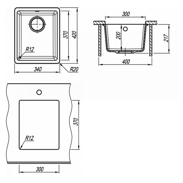 Кухонная мойка Florentina Вега 300 грей