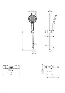 Смеситель для ванны с душевым гарнитуром Wonzon & Woghand WW-C2018-A-BGG с термостатом тёмный графит