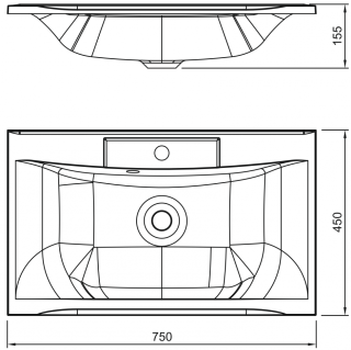 Раковина из искусственного мрамора Art&Max 75см чёрный матовый AM-LAV-750-MR-FP-Nero