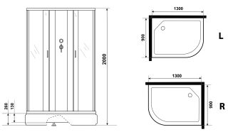 Душевая кабина Niagara NG-33394-14RBK 130x90см серебро/матовое