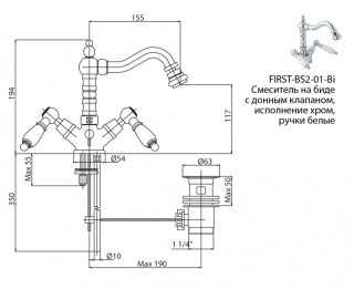 Смеситель для биде Cezares FIRST-BS2-03/24-M золото
