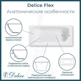 Ванна чугунная Delice Flex 170х80 с отверстиями под ручки