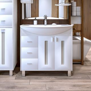 Тумба под раковину Бриклаер Бали 4627125411311 85 см светлая лиственница/белый