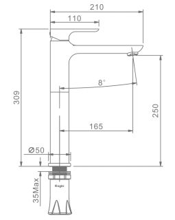 Высокий смеситель для раковины Raglo R03.15.06 чёрный