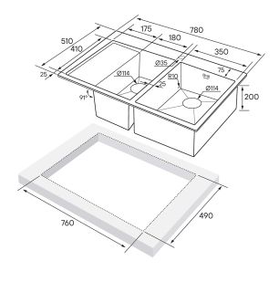 Мойка кухонная Paulmark Kroner PM227851-BGR правая брашированное золото