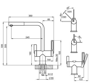Смеситель для кухни Granula 8170, ШВАРЦ шварц