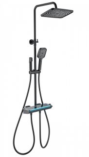 Душевая стойка Wonzon & Woghand Muse Lumia WW-B4174-MB с термостатом чёрный матовый