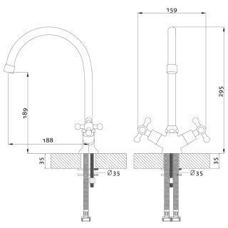 Смеситель для кухонной мойки Rossinka G02-71 Хром