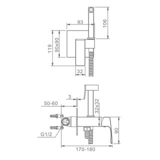 Гигиенический душ со смесителем Raglo R01.52.03 золотой сатин