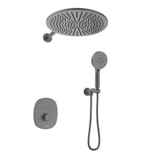 Душевой комплект Black&White Gravity 9201GM с термостатом оружейная сталь