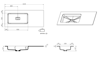 Раковина-моноблок Armadi Art Quatro 793-120-W-R саша справа 120 см белый