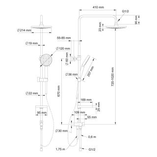 Душевая стойка Swedbe Hermes 5102B без смесителя чёрный