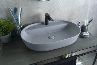 Раковина Gid Gm1346 53341 накладная серая матовая 61x41x14