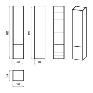 Подвесной шкаф - пенал Brevita Greenwood GRE-05035-08П правый 35см зелёный/дуб Галифакс олово