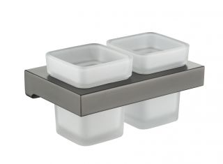 Настенный стакан двойной Grocenberg AC0022 (Графит)