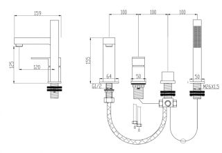 Смеситель на борт ванны Groсenberg GB6008-1 Графит