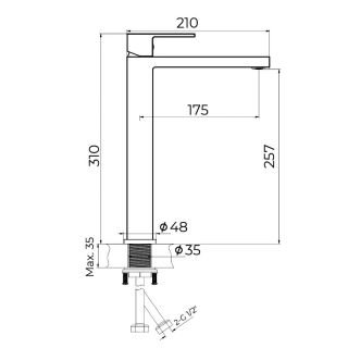 Смеситель для раковины высокий Knotlor KN-24/GMP, оружейная сталь