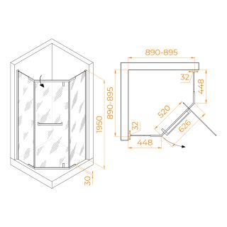 Душевой уголок RGW HO-081 350608199-21 90x90см хром