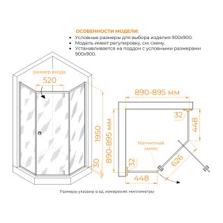 Душевой уголок RGW HO-088 350608800-11 100x100 см хром