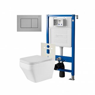 Комплект унитаза с инсталляцией Point Элемент PN48229SB с сиденьем Микролифт