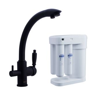 Смеситель для кухни Swedbe Selene Plus K8045M в комплекте с фильтром Аквафор Морион чёрный матовый