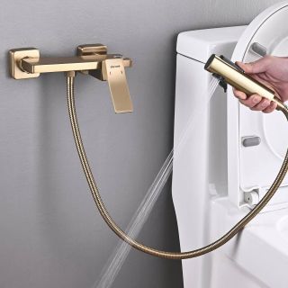 Гигиенический душ со смесителем Shevanik S6105G-1 золотой сатин