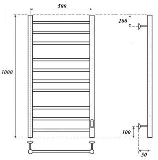 Полотенцесушитель электрический Point Аврора PN10850B 50x100см чёрный
