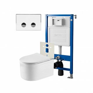 Комплект унитаза с инсталляцией Point Элемент PN48319WC с сиденьем Микролифт