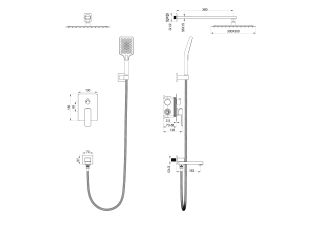 Душевой комплект Wonzon & Woghand Edge WW-88939003-MB чёрный матовый