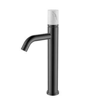 Смеситель для раковины Boheme Stick 122-GM-MR-W оружейная сталь/белый мрамор