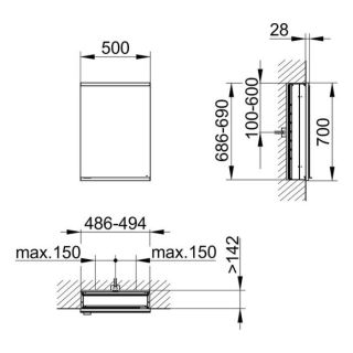 Зеркальный шкаф Keuco Royal Modular 800100050100000 50 см