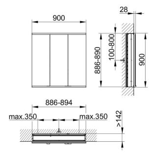 Зеркальный шкаф Keuco Royal Modular 800300091100000 90 см