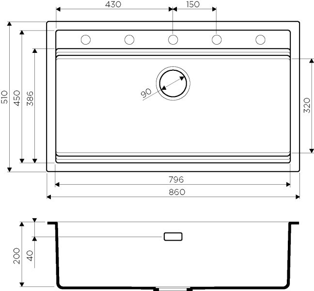 Мойка кухонная Omoikiri Kitagawa 86-LB-GB Artceramic/графит