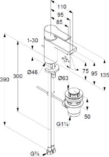 Смеситель для раковины Kludi Zenta SL хром 482600565