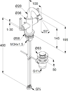 Смеситель для биде Kludi Nova Fonte Puristic 203133915 чёрный матовый