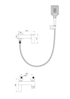 Смеситель для ванны с душем Wonzon & Woghand Cube WW-88639016-BGM тёмный графит