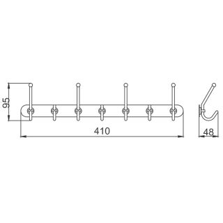 Планка с 7-ю крючками  Frap F201-7 хром