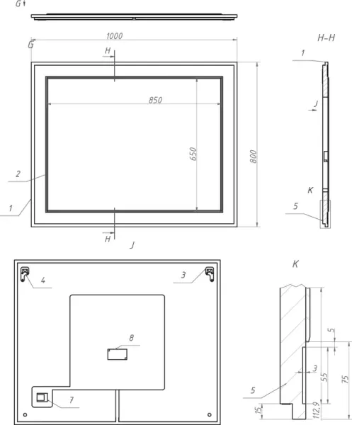 Зеркало La Fenice Cubo FNC-02-CUB-BG-80-60 синее матовое 80 см