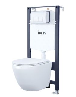 Комплект 3в1 IDDIS Basic BASB010i73 подвесной унитаз с инсталляцией и хромированной клавишей смыва
