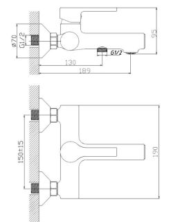 Смеситель для ванны Haiba HB60652-7 чёрный матовый