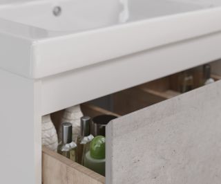 Тумба под раковину Lemark Combi LM03C100T-Beton 100 см белый глянец