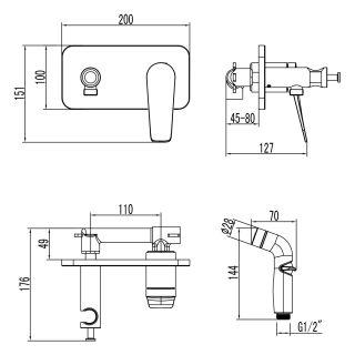 Гигиенический душ со смесителем Lemark Bronx LM3720MW белый