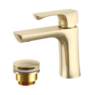 Смеситель для раковины Lemark Ursus LM7206BG с донным клапаном брашированное золото