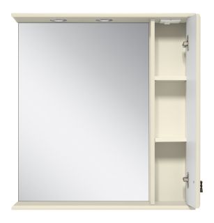 Зеркальный шкаф с подсветкой Misty Лувр 85см правый слоновая кость