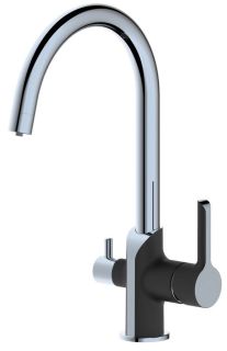 Смеситель для кухни Haiba HB76805-7 с подключением фильтра питьевой воды чёрный матовый