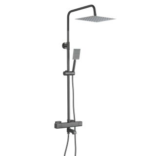 Душевая стойка с термостатом Shevanik S3096T оружейная сталь