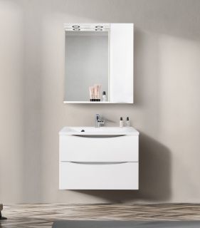 Зеркальный шкаф BelBagno с подсветкой правосторонний 70x75см Bianco Lucido MARINO-SPC-700/750-1A-BL-P-R